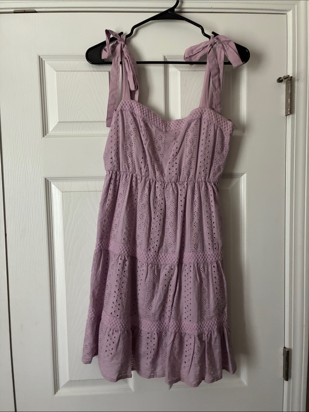 Lavender Eyelet Tie-Shoulder Sundress
